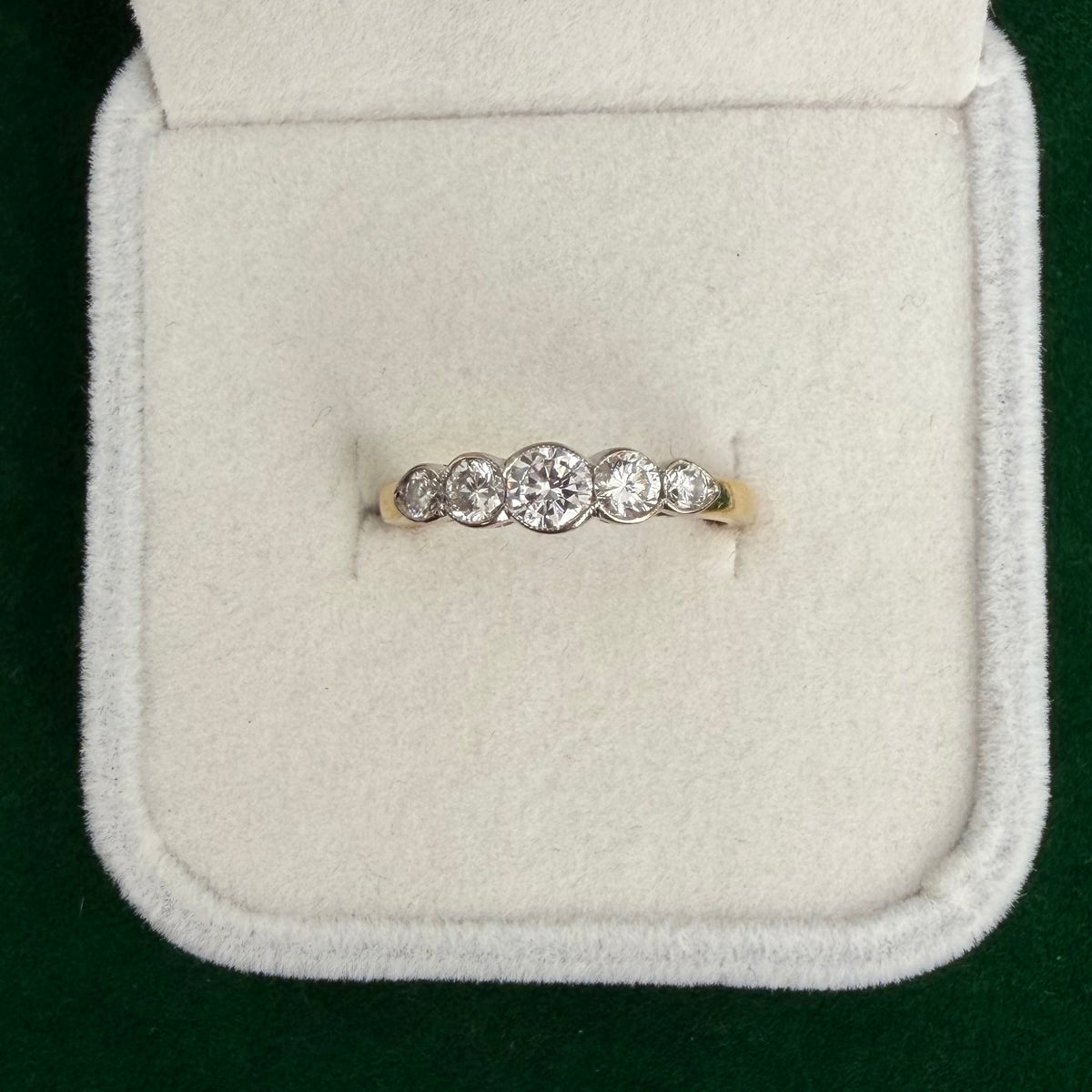 Vintage 5 Stone Half Eternity Diamond Ring (18k Yellow Gold)