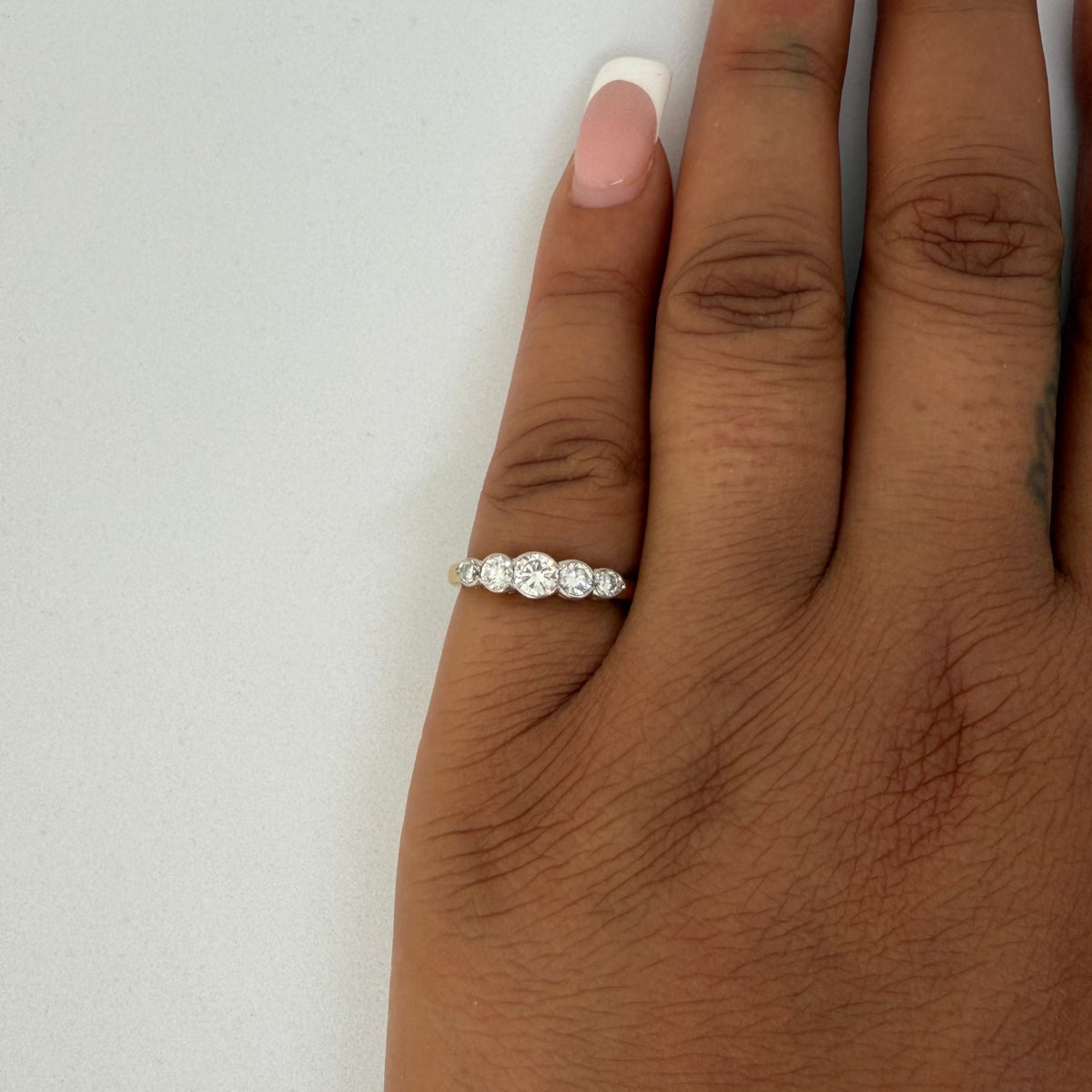 Vintage 5 Stone Half Eternity Diamond Ring (18k Yellow Gold)