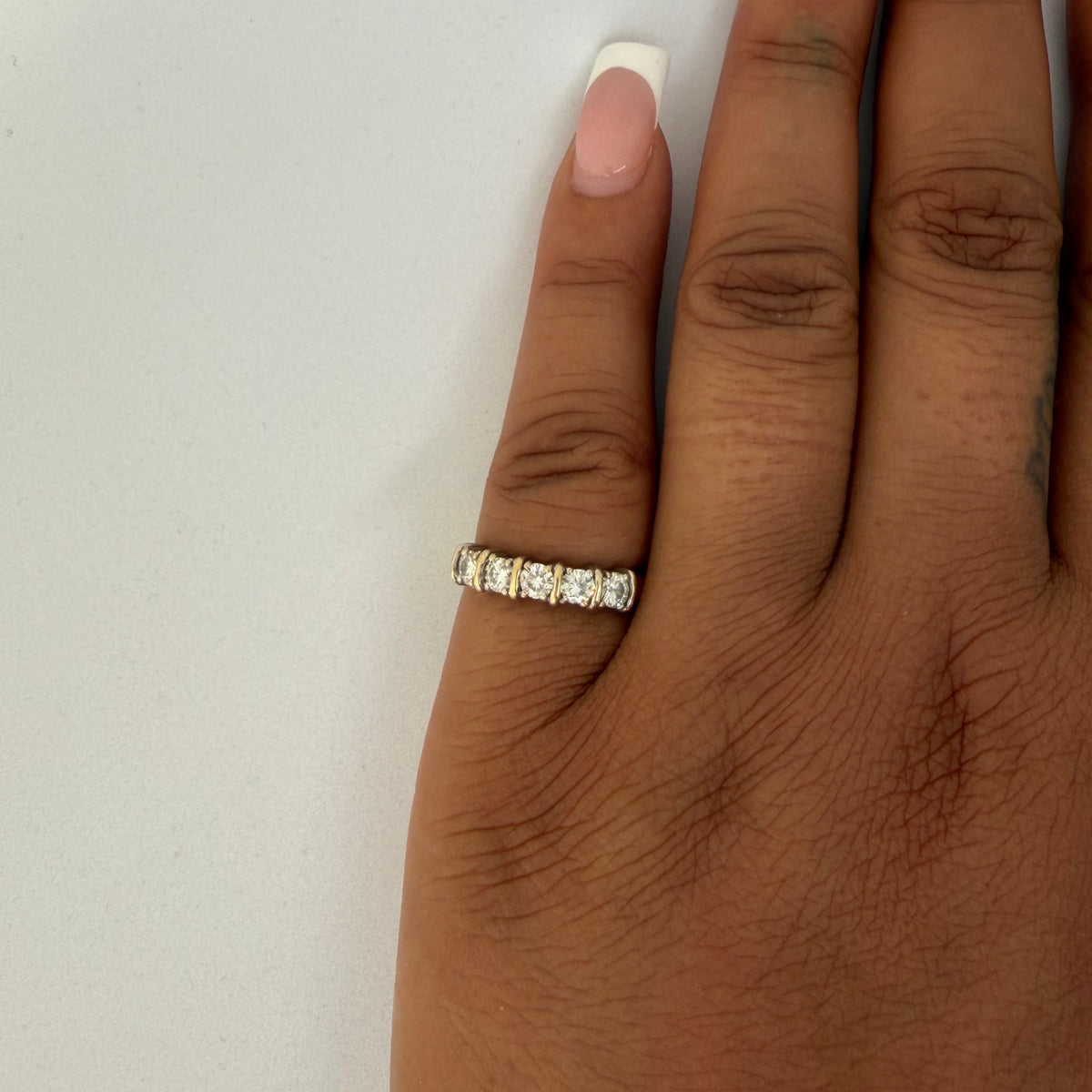 Vintage 5 Stone Round Cut Diamond Ring (18k Yellow Gold)