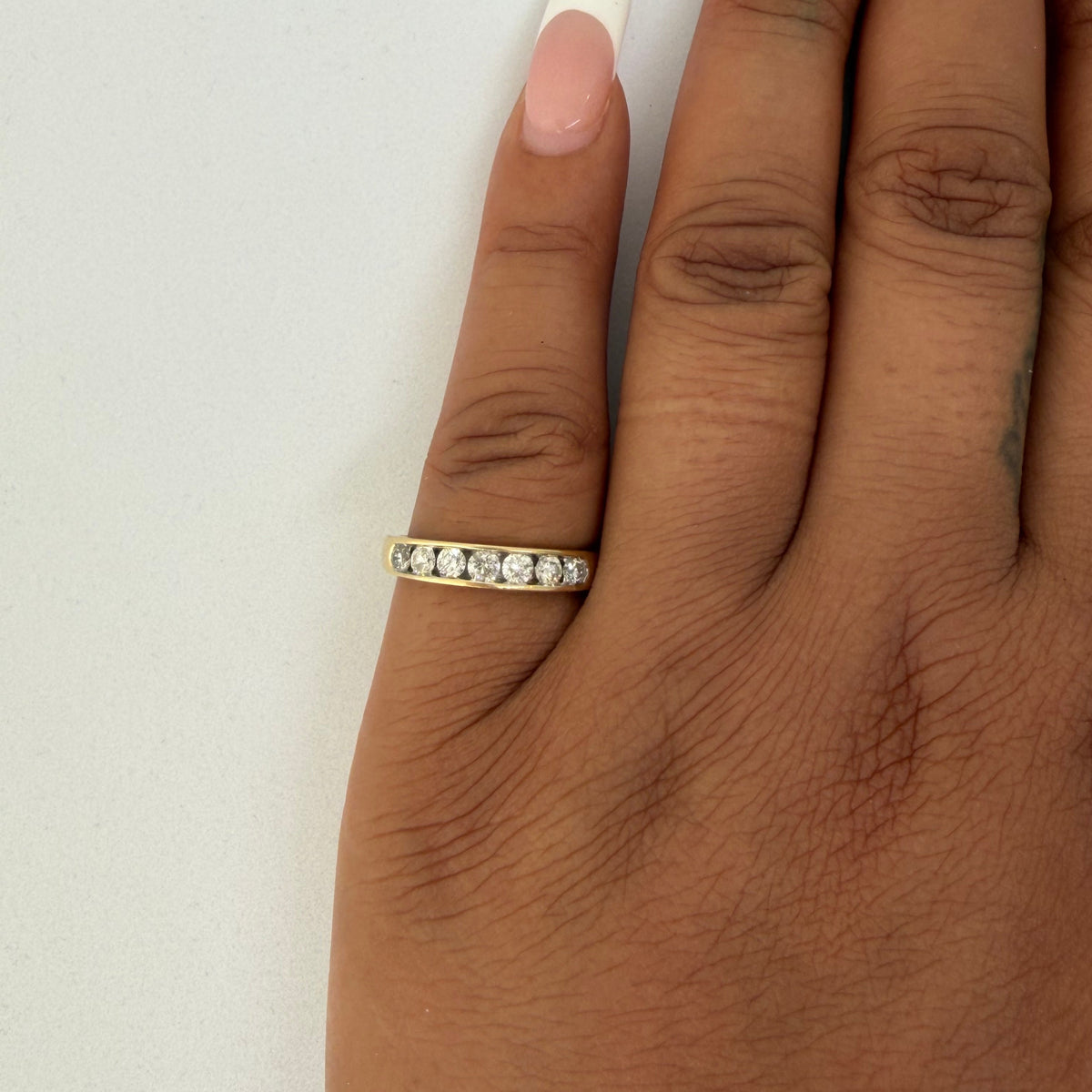 Vintage 7 Stone Half Eternity Diamond Ring (18k Yellow Gold)