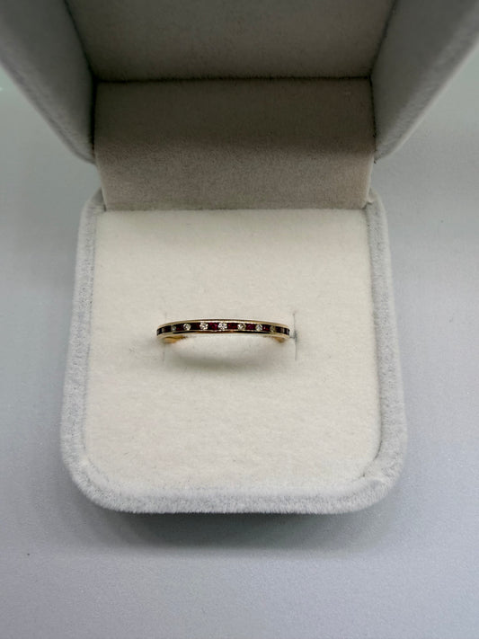 9k Yellow Gold Ruby and Diamond Stacking Band
