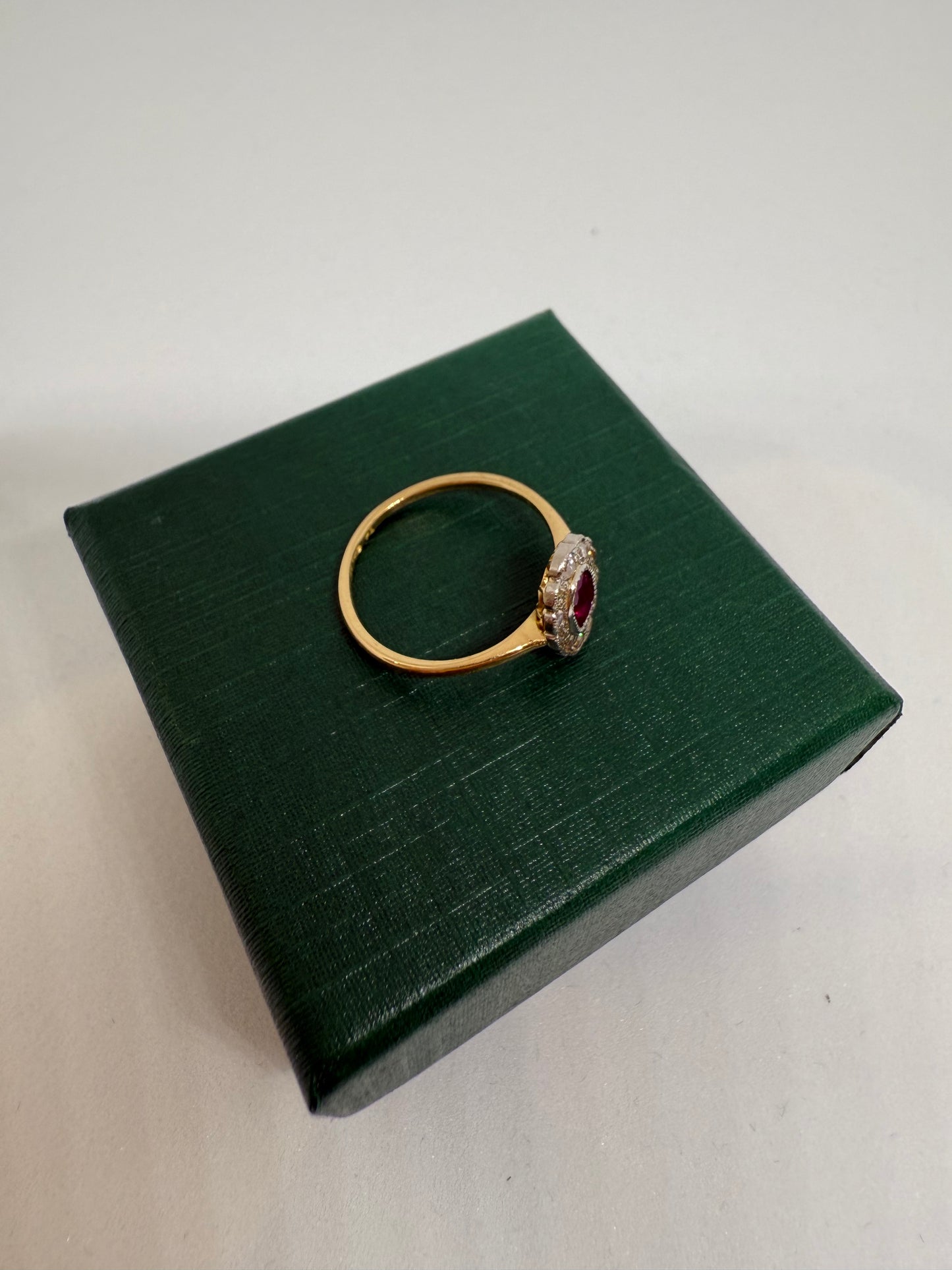 18ct Yellow Gold & Platinum Diamond and Ruby Ring